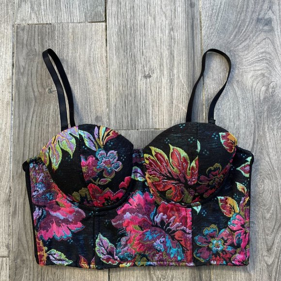 MINKPINK Nordstrom Tahitian Twilight Floral Metallic Top (S) and Shorts (XS) - Picture 4 of 10